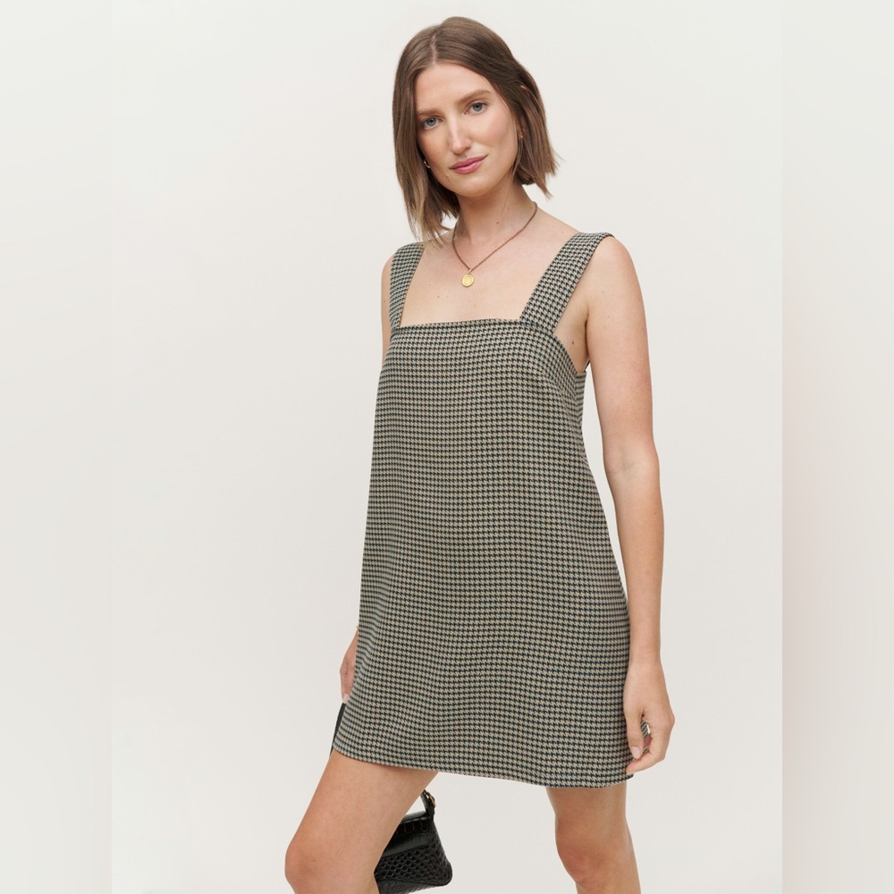Reformation Hackney Dress | Blue Houndstooth